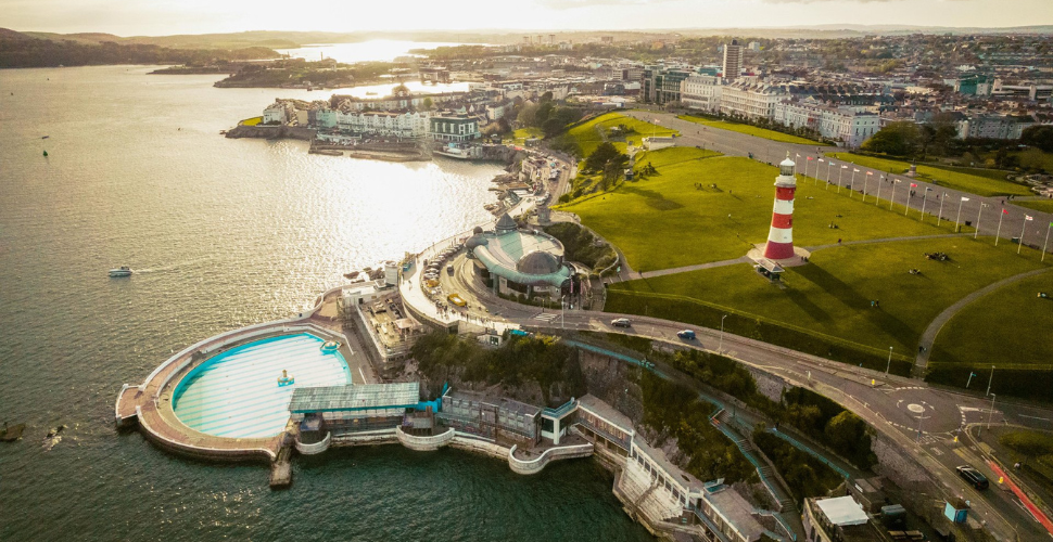 Plymouth waterfront aerial